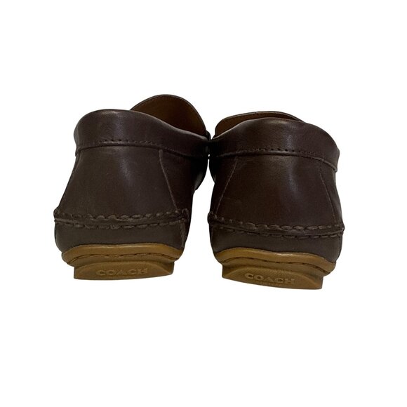 Coach Liam Men's Driver Loafers Brown Dark Saddle Jacquard Slip On Size 12 12D - Picture 5 of 12